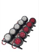 Resim AHMET OTOMOTİV (10 Adet) Mercekli Mini Takoz 12 Ledli Kırmızı-beyaz 12v-24v 
