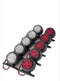 Resim AHMET OTOMOTİV (10 Adet) Mercekli Mini Takoz 12 Ledli Kırmızı-beyaz 12v-24v 