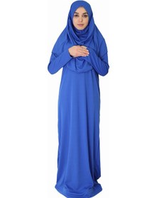 Resim Zehranaz Namaz Elbisesi Saks Mavisi Fermuarsız Namaz Elbisesi Saks 