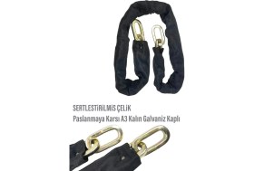Resim Motosiklet Scooter Motor Kilitli Zincir A3 Galvanizli Kilit ve Zincir Seti - 1,8 M 