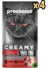 Resim Pro Choice Creamy Ton Balıklı Kızılcıklı ve Kedi Otlu Sıvı Kedi Ödül Maması 4'lü 4 x 15 G 