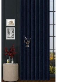 Resim İthal Kadife Fon Perde Plise 01 V-317 Lacivert Lacivert 