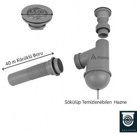 Resim Koku Önleyici Gri Taslı Lavabo Sifonu - Temizlenebilir Hazne, Kör 