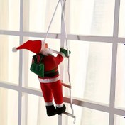 Resim Vintage Tarzı Noel Baba Noel Süsü - Merdiven ve İp ile Şenlikli Pencere Asma, Dayanıklı Plastik, Elektrik Gerektirmez, Tatil Süslemeleri için Mükemmel, Noel Süsleri 