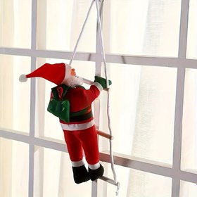 Resim Vintage Tarzı Noel Baba Noel Süsü - Merdiven ve İp ile Şenlikli Pencere Asma, Dayanıklı Plastik, Elektrik Gerektirmez, Tatil Süslemeleri için Mükemmel, Noel Süsleri 