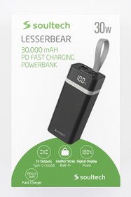 Resim DLR STORE Soultech Lesserbear 30.000 mAh Powerbank | PD 20W Hızlı Şarj | Dijital Göstergeli | Deri Askılı 