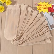 Resim 20 çift/10 çift tek renk şeffaf çorap, rahat ve nefes alabilir, günlük kullanım için uygun nude rengi kadın çorabı, hem iç mekanda hem de dışarıda ideal 