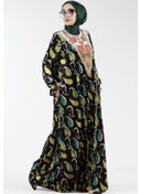 Resim Yakası İşlemeli Şal Desen Kadife Elbise-zümrüt Yeşili-3016-zümrüt Yeşili Zümrüt 