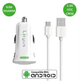 Resim Lityus Araç Şarj Cihazı + Micro Usb Kablo (beyaz) - Aklccs0202 