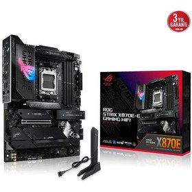 Resim Asus Rog Strıx X870e-e Gamıng Wıfı, 4xddr5, 5xm.2, Hdmı, Dp, Type-c, Pcıe 5.0, 2xwi-fi 7, Bluetooth V5.4, Am5 Soket Gamıng Anakart 