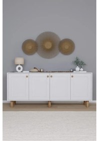 Resim Natura Kapaklı Aynasız Bohem Ayaklı Konsol Beyaz 180 Cm Beyaz 