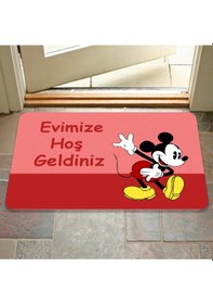 Resim Kopya - Dijital Baskılı Desenli Dekoratif Dış Kapı Önü Ve Iç Mekan Paspası Yıkanabilir Kaymaz Taban Kırmızı 