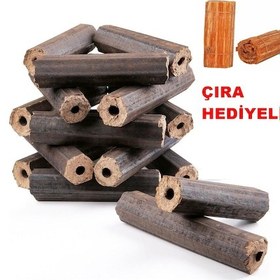 Resim Briket Şömine Odunu 25 Kg + Çıra 