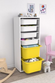 Resim Pratico Cara 2 Büyük 4 Küçük Çok Amaçlı Dolap Mutfak Oyuncak Dolabı Sarı Beyaz 