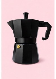 Resim Kahve Değirmenive Moka Pot 6 Lık 2 Li Set Siyah 
