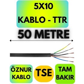 Resim Öznur 5x10 Ttr Kablo Siyah Metre Seçenekli - 50 Metre 