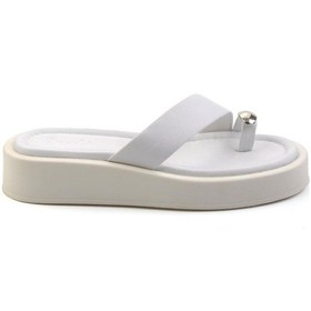 Resim Beyaz Lame Hakiki Deri Kadın Terlik K04826600003 Beyaz 