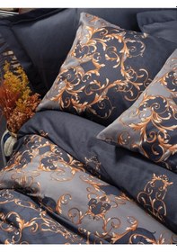Resim Cotton Box Çift Kişilik Saten Nevresim Takımı Sarina Lacivert 