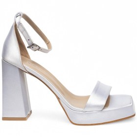 Resim Lölük Moda Kare Burun Tek Bant Gümüş Saten 