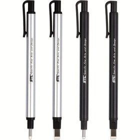 Resim 1 adet Mekanik Silgi Kalemi, Geri Çekilebilir Silgi, Dikdörtgen 2.5mm, Yuvarlak 2.3mm, Metal Kalem Tutucu, Hassas Uçlu Kalem Tarzı Silgi, Eskiz Sanat Okul Kırtasiye için Yedekli 