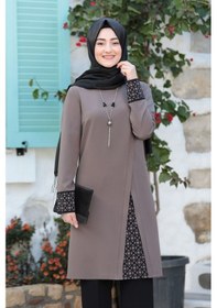 Resim Raika Moda Lazer Kesim Detaylı Büyük Beden Tesettür Takım Vizon 