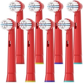 Resim 10a-red-8pcs-elektrikli Diş Fırçası Kafası Yedek Çocuk Çocuk Fırça Kafaları Oral Pro Sağlık B Aşamaları D100k 4510k D 