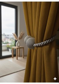 Resim Mıknatıslı Perde Bağlama Aparat Aksesuarı Braçol Gri 