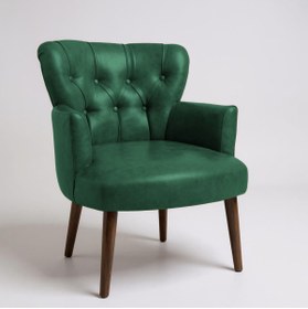 Resim Azra Mobilya Yeşil Deri Kapitoneli Modern Berjer Koltuk | Tekli Koltuk – Şık ve Konforlu Oturma Alanı 