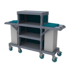 Resim UTP Professional AC2425 Alfacart 3 Katlı Kat Arabası, 2 Çöp Bölmeli 