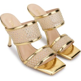 Resim Tamer Tanca Kadın Deri/tekstil Gold Topuklu Terlik 654 366 Bn Trlk Y25 Gold 