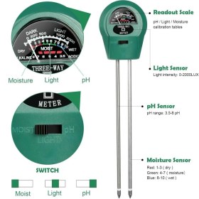 Resim Wellhise 3'ü 1 Arada Nem Işık Toprak Ph Test Cihazı 