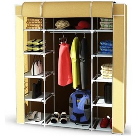 Resim Sepettenevar Çift Yandan Raflı Askılı Kaliteli Bez Dolap - Rengarenk 