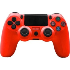 Resim Işık Şeridi Çift Titreşim Oyun Kolu İle Ps4 Kablosuz Bluetooth Oyun Denetleyicisi İçin Kırmızı 