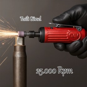 Resim Badem10 Havalı Kalıpçı Taşlama Makinesi Kompresör Uyumlu Jak Girişli 0.3 Hp 25000 Rpm 6.5 Bar 1/4" 6 mm Pens 