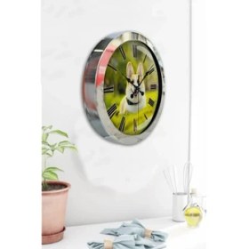 Resim Bahat Krom Çerçeveli Salon Ofis Duvar Saati 36 cm 