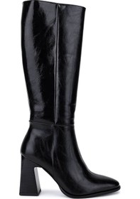 Resim Tamer Tanca Kadın Suni Deri Siyah Deri Topuklu Çizme 891 1500 Bn Czm Sk25-26 Sıyah Dr Siyah 