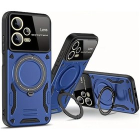 Resim Gaojunshop01 Poco X6 5g 360 Derece Donen Katlanır Manyetik Kasa Mavi Tam Koruma 