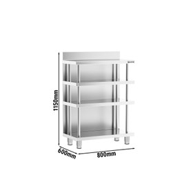 Resim Bar Çalışma Tezgahı - Paslanmaz çelik - 800x600mm - 4 raflı 
