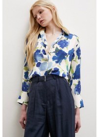 Resim Never More Çok Renkli Çiçek Desenli Gömlek Mavi 