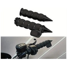 Resim Xuweiwei 1" Kaymaz Siyah Kauçuk Dikenli El Tutacakları Honda Yamaha Kawasaki İçin 