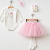 Resim Petite Ponpon Baby Kız Bebek Taşlı Kelebekli Papatyalı Tütü Etek Seti Özel Gün Parti Elbisesi 