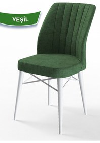 Resim Canisa Flex Serisi, Üst Kalite Mutfak Sandalyesi, 8 Adet Yeşil Sandalye, Gürgen Beyaz Ahşap Ayak Sandalye Haki Yeşil Ayaklar Beyaz 
