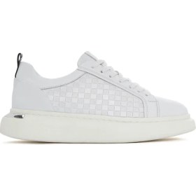 Resim Derimod Erkek Beyaz Bağcıklı Kalın Tabanlı Deri Sneaker 25SFD641418 
