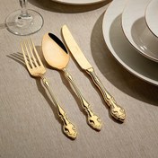 Resim Nehir Adriana Titanium Altın 89 Parça Gold Çatal Kaşık Bıçak Takımı 