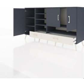 Resim Kronos Konsol 8 Raflı 2 Çekmeceli 3 Kapaklı 176x59x99 Antrasit-an Antrasit-antrasit/aytaşı 