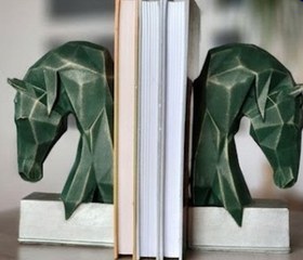 Resim Geometric Horse Bookends, Polyester Book Holder Set, Horse Head Bookends, Decorative Bookends, Minimalist Horse Bookends, Horse Bookends - Object-15 