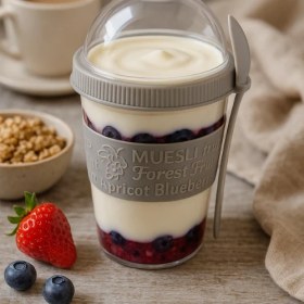 Resim Titiz Taken Go Kapaklı Kaşıklı Pratik Taşınabilir Meyveli Yoğurt Kabı 