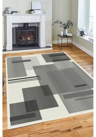 Resim Decomia Home Dijital Kaymaz Yıkanabilir Kafes Model Salon Halısı Mutfak Halısı Koridor Halısı Halı Yolluk DC-4113 Gri 