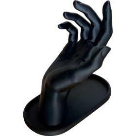 Resim El Şeklinde Mücevherat Yüzük Tutucu Ev Obje Siyah Renk 14cm 