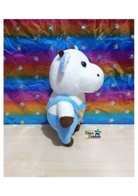 Resim Sevimli Peluş İnek Oyuncak Yavru İnek 18 Cm Bebek Uyku Arkadaşı Oyun Arkadaşım Beyaz - mavi 